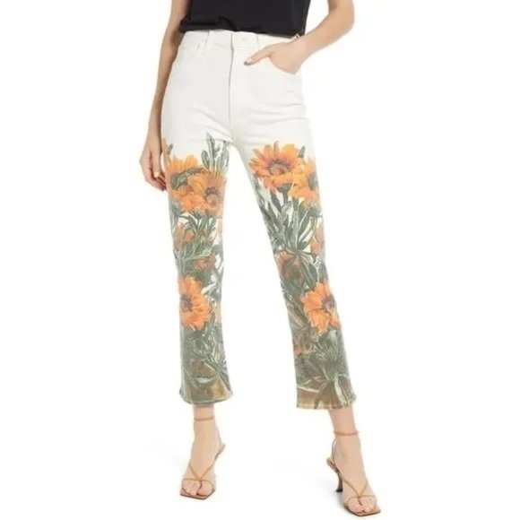 NWT MOTHER Water for Flowers High Waisted Rider Ankle White Jeans Size 24 $298 - Picture 2 of 8